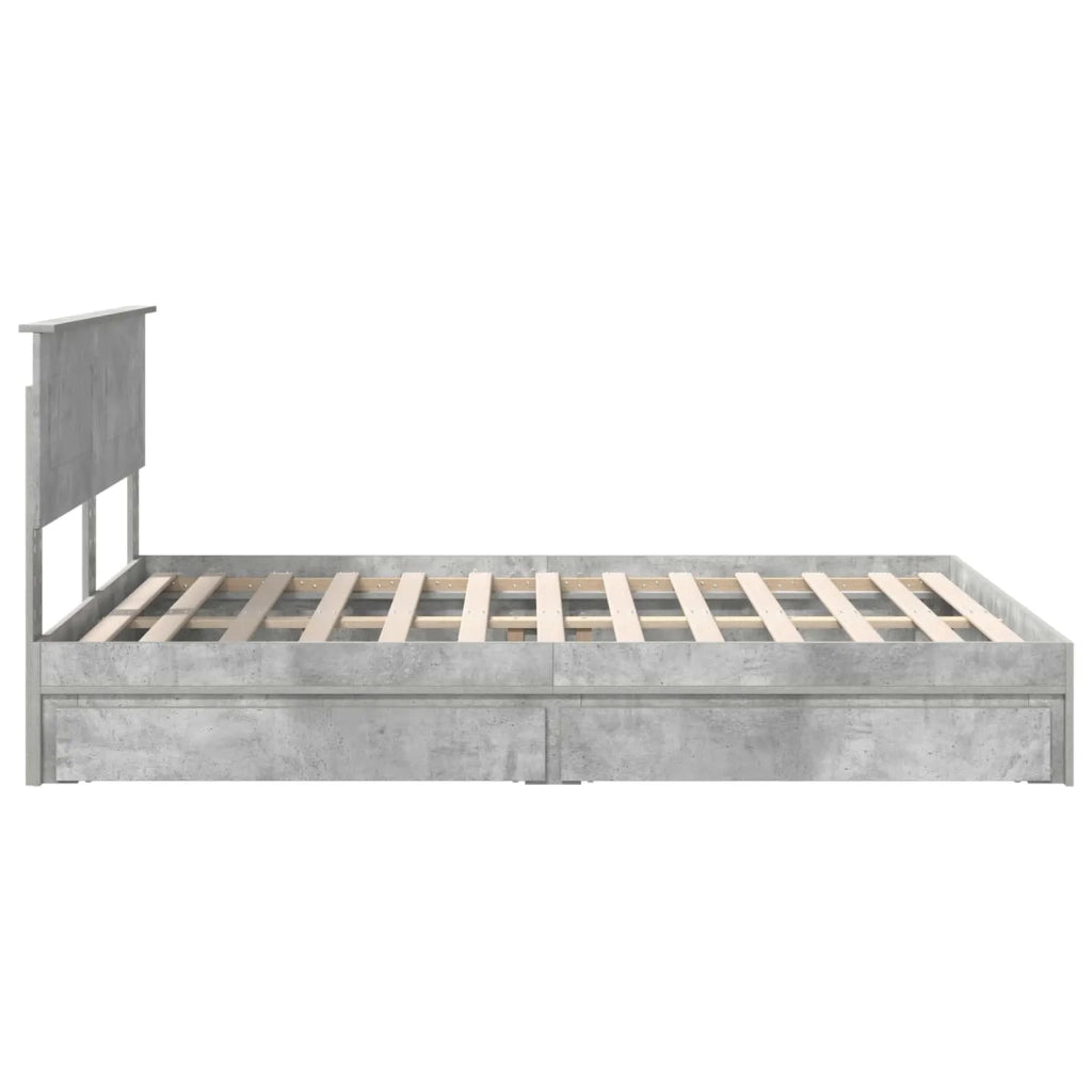 Letto con Contenitore con testiera Grigio cemento 150 x 200 cm 3408448