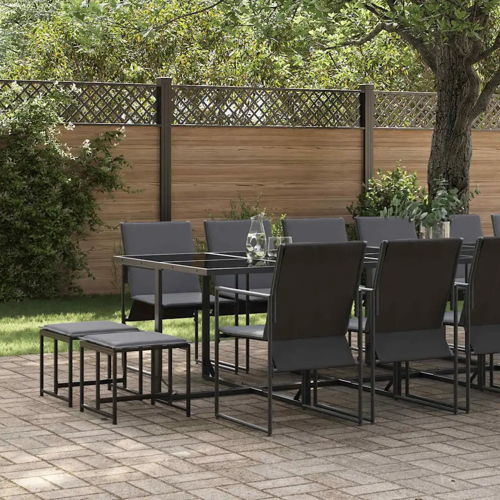 Set da Pranzo per Giardino 17 pcs Nero Acciaio 3335867