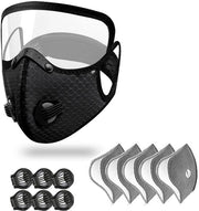 Maschera protettiva per bicicletta con visiera, impermeabile, stoffa impermeabile e protezione da gocce, maschera sportiva universale per tutte le stagioni - inclusa la scatola con cinque filtri e sei viti