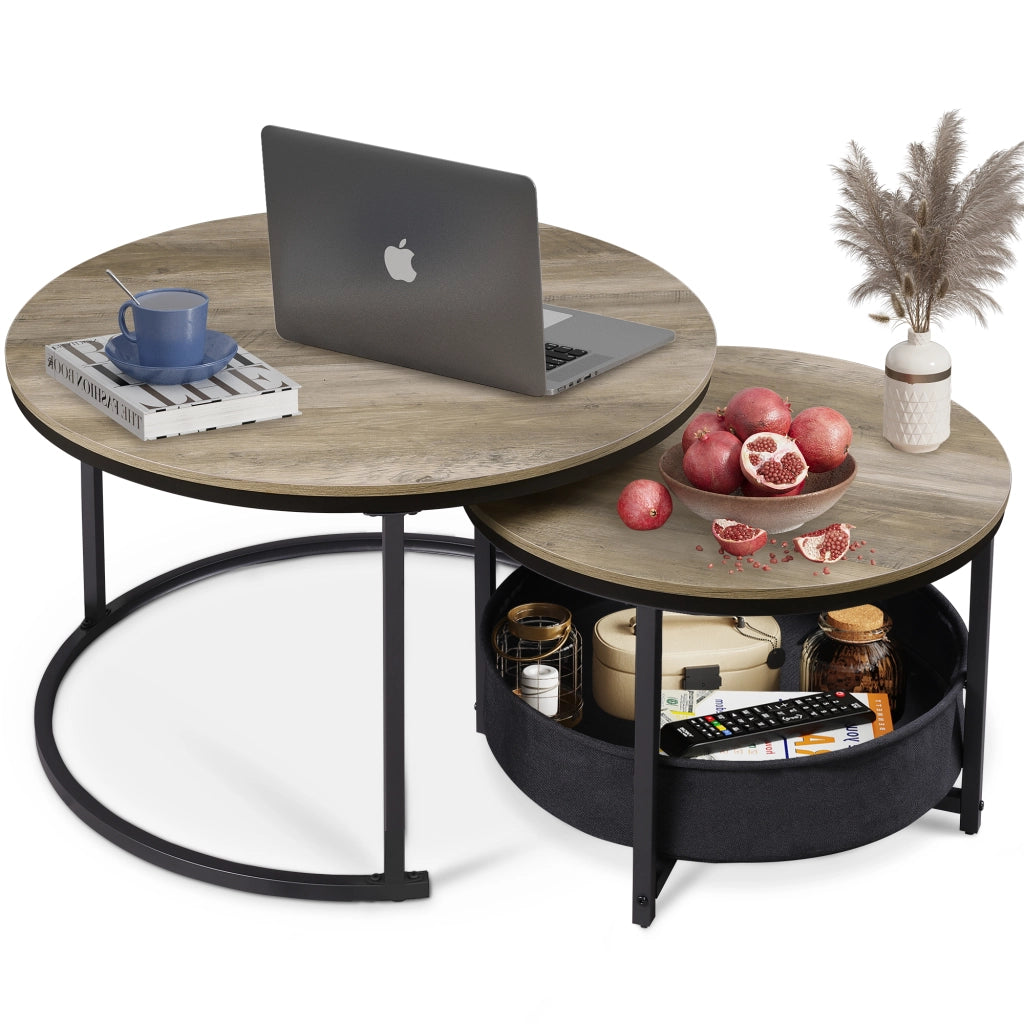 Tavolo rotondo moderno ¨C zephmum ¨C effetto quercia grigia 80 cm