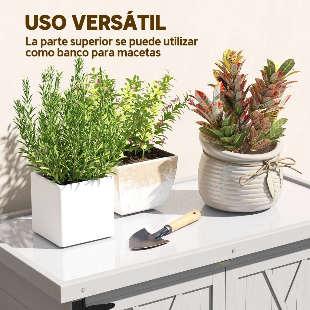Armadio da Giardino in Legno con 4 Ripiani e 2 Porte ¨C Zephmum ¨C Grigio 75x40x90 cm