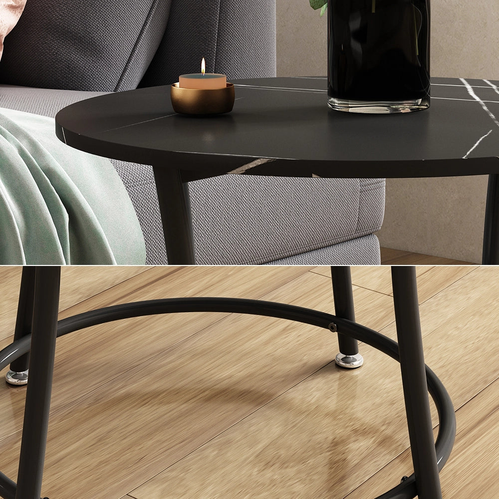 Vicco Tavolino da salotto Marmo 50 x 50 cm con ripiano