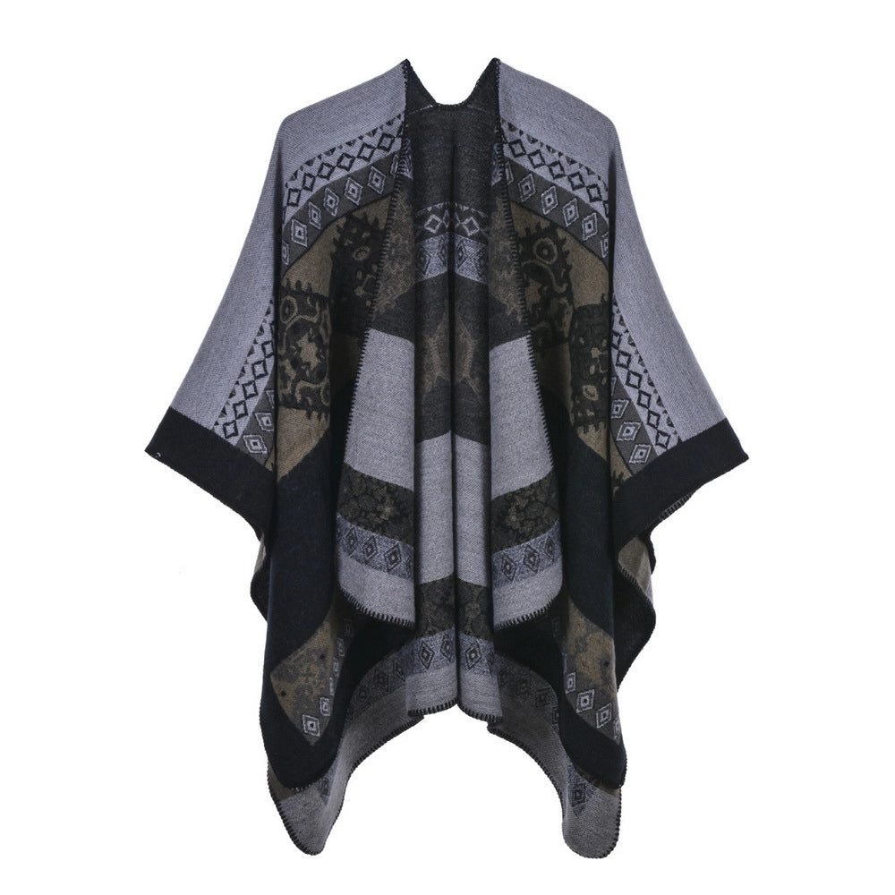 Mantella/scialle da donna autunno e inverno, stile retr¨°, spaccata, calda, in cashmere, mantella