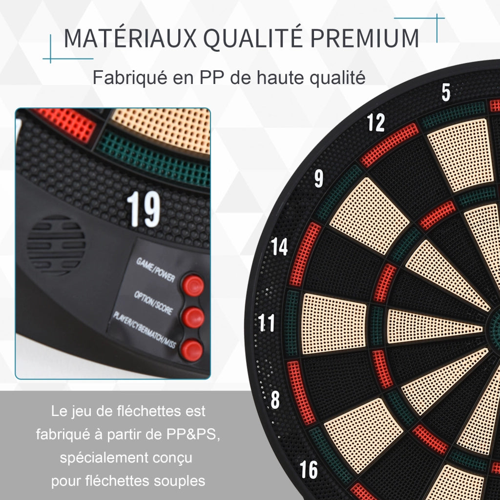 Bersaglio freccette elettronico ¨C Zephmum ¨C 26 giochi principali 185 variazioni per 8 giocatori LCD altoparlante nero