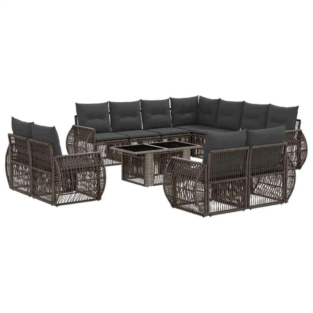 Set Divano da Giardino 12 pz Grigio e Grigio Scuro polyrattan 3437024
