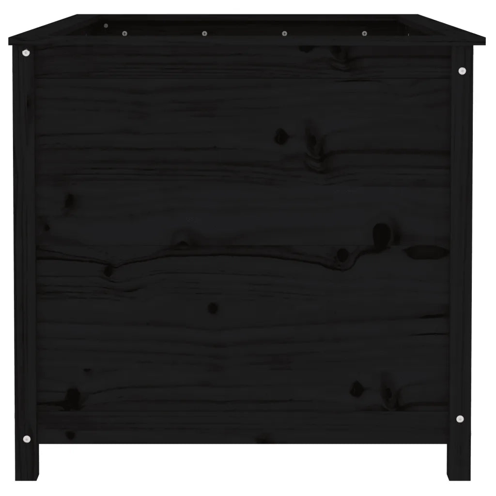 Fioriera Rialzata Giardino Nera 119,5x82,5x78 cm Massello Pino 825314