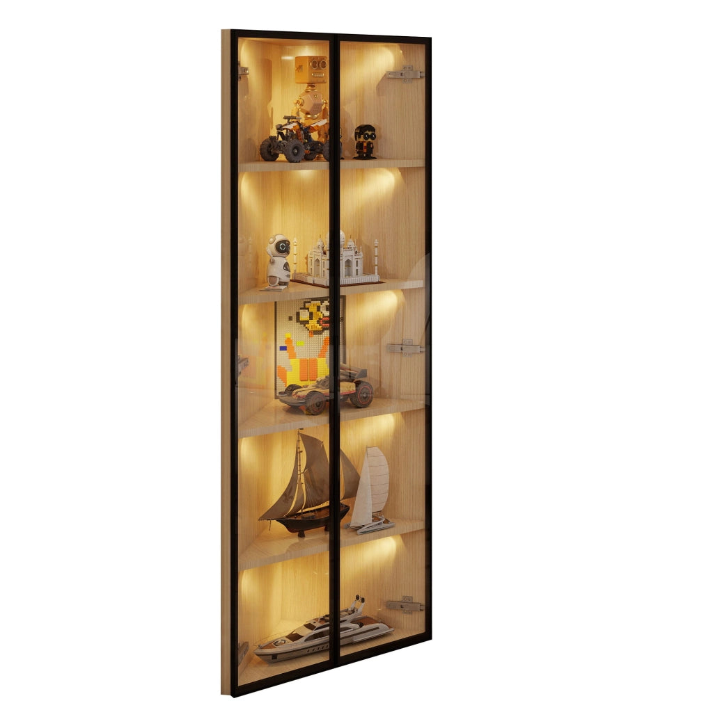 Vetrina angolare LED effetto rovere 62 x 35 x 160 cm