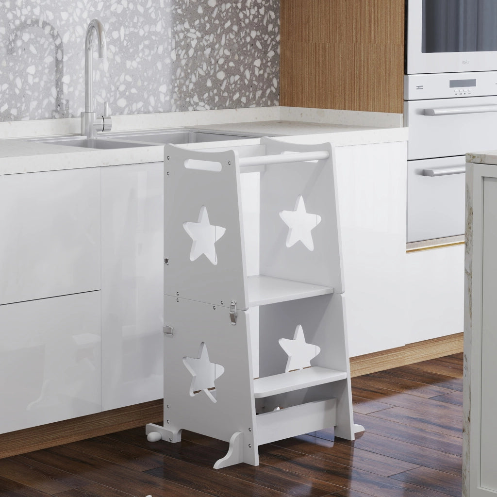 Scala per bambini struttura trapezoidale ¨C zephmum ¨C 60x44.5x86 cm bianco