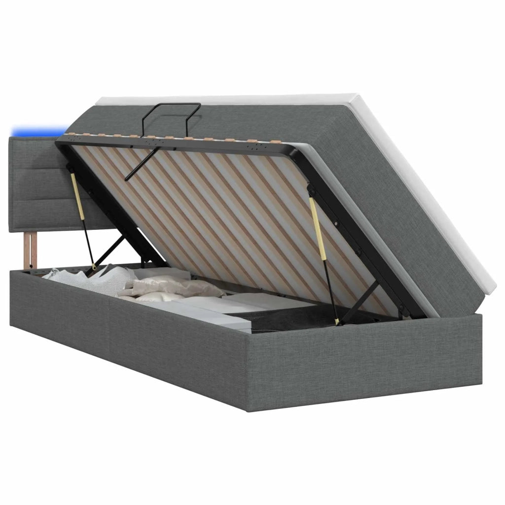 Letto con contenitore LED e materasso Grigio Scuro 90 x 200 cm 3458974