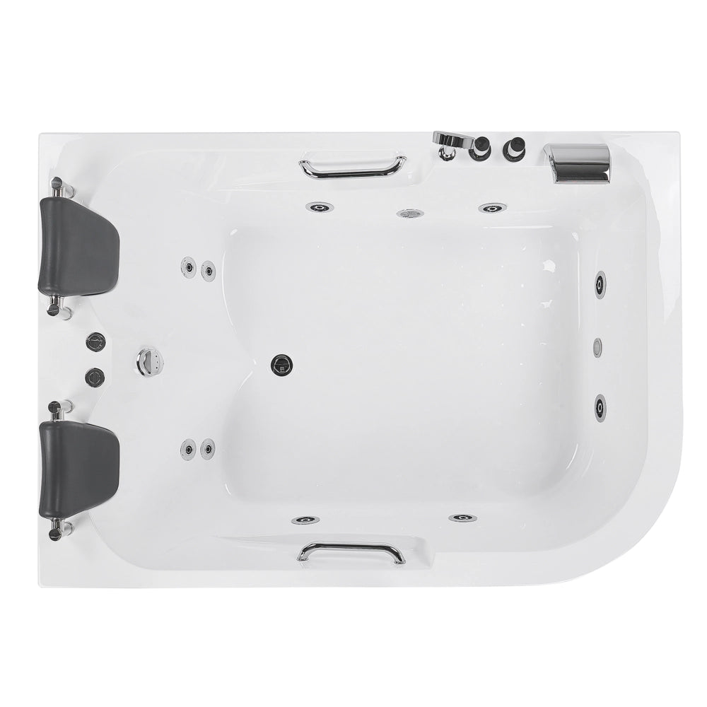 Vasca Idromassaggio Acrilico Bianco 170 x 119 cm Luci LED Subacquee Curvo versione destra Doppio Idromassaggio