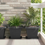 Vaso quadrato per fiori 24 pcs Nero 38 x 38 x 30 cm Plastica
