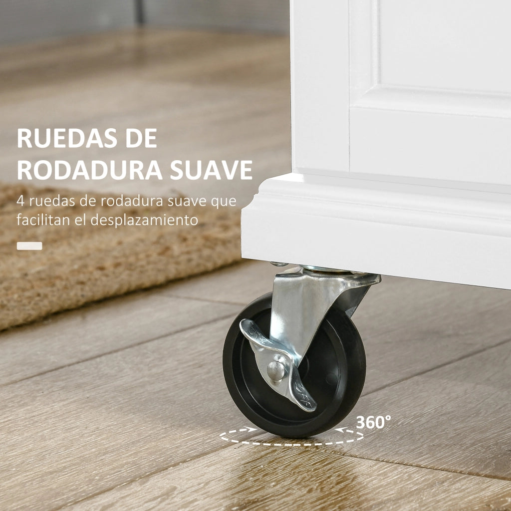 Mobile da Cucina con Cassetto e Ruote ¨C Zephmum ¨C Bianco 83.5x45.7x90.5 cm