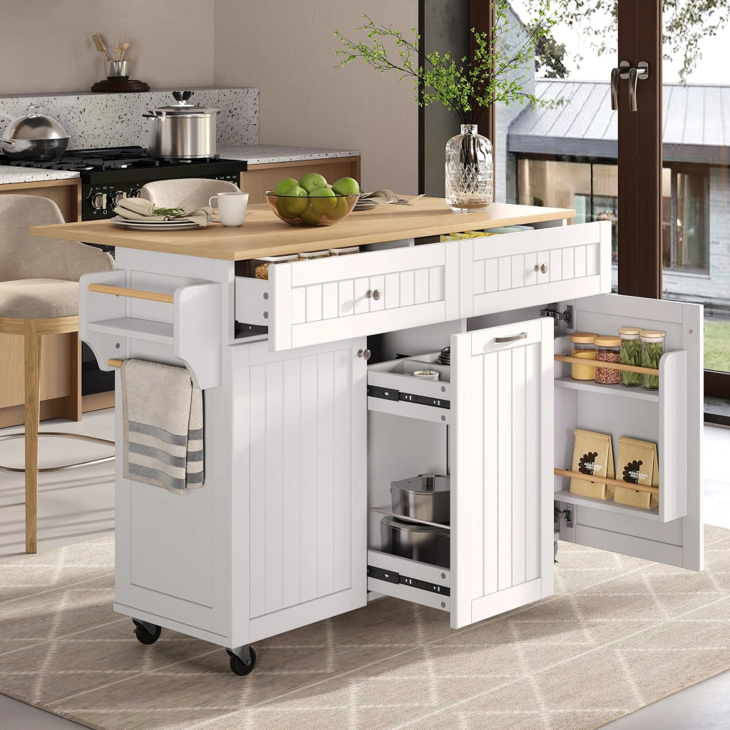 Isola da cucina mobile - Zephmum - Estraibile, con cassetti multifunzione, ideale per cucina e sala da pranzo (Bianco)