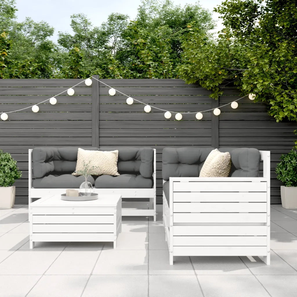 Set Salotto da Giardino 5 pz Bianco in Legno Massello di Pinocod mxl 92814