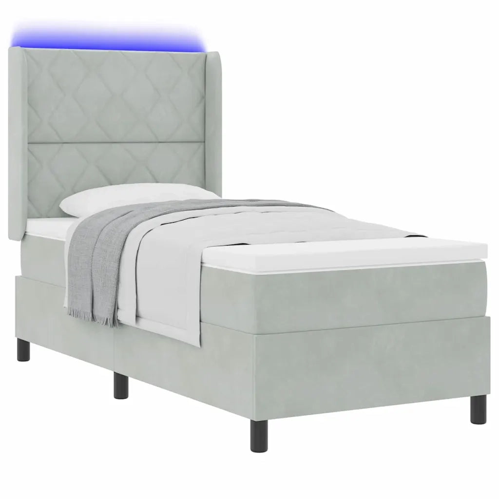 Letto a molle con testiera Grigio chiaro 100 x 200 cm Velluto 3343910