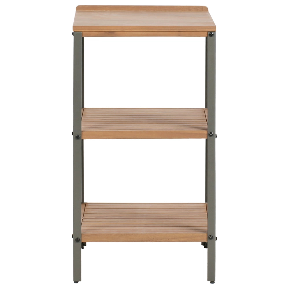 Isola da cucina per esterni in legno di acacia marrone 2 ripiani con top 50 x 50 x 92 cm Giardino cucina pranzo