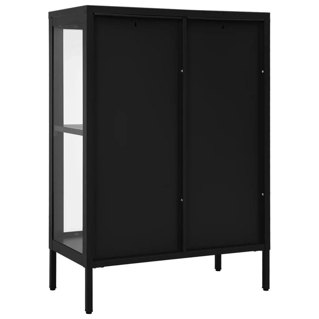 Credenza | Madia | Buffet da pranzo | Armadio da pranzo Nera 75x35x105 cm in Acciaio e Vetro