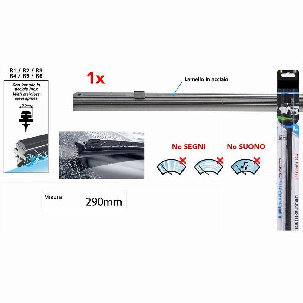 Trade Shop - Ricambio Gommino Per Spazzola Tergicristallo Nero 29 Cm Maxtech Ter-rel001 -
