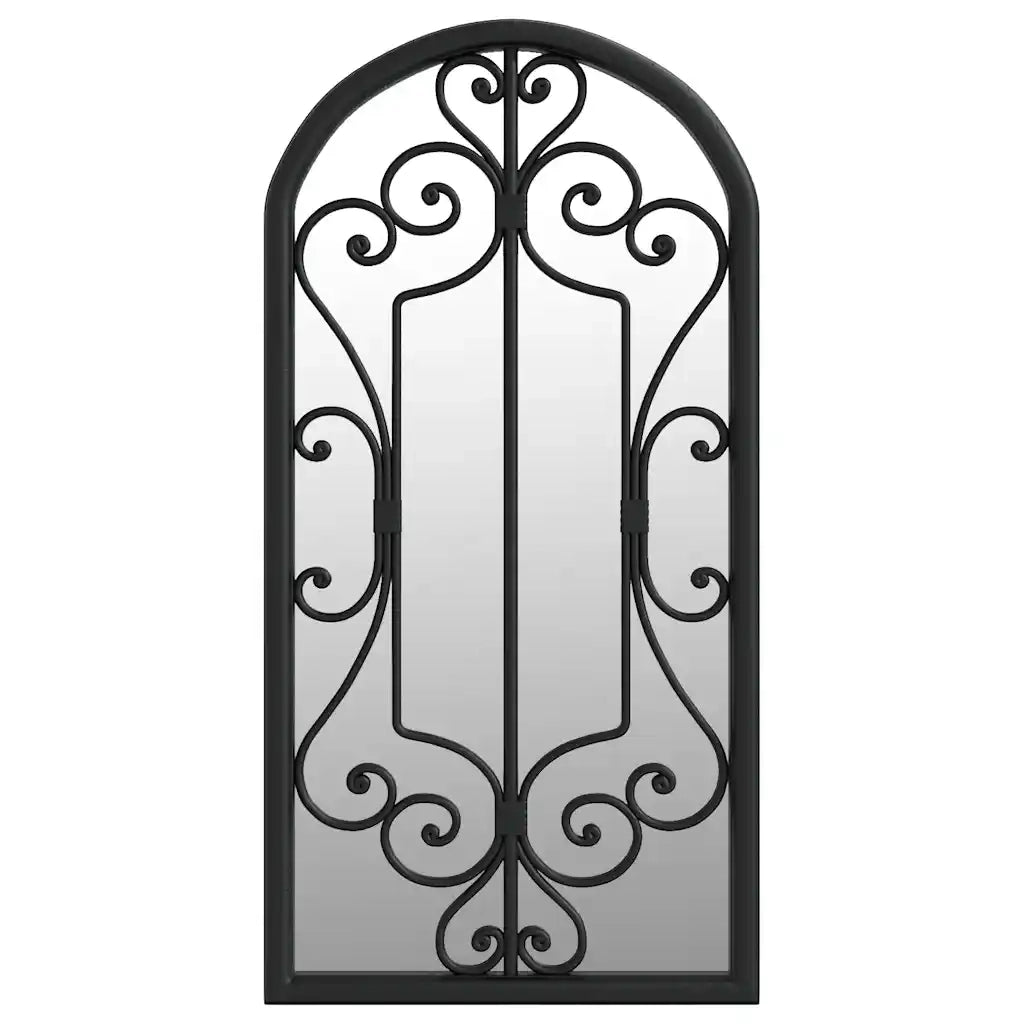 Specchio da Giardino Nero 70x30 cm in Ferro per Uso Esterno