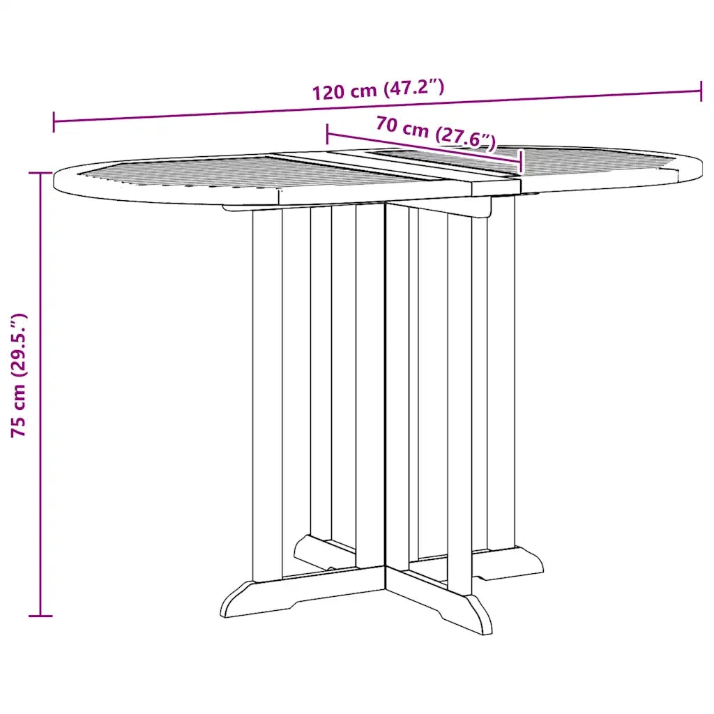 Tavolo Pieghevole a Farfalla 120x70x75 cm in Massello di Teak 49002