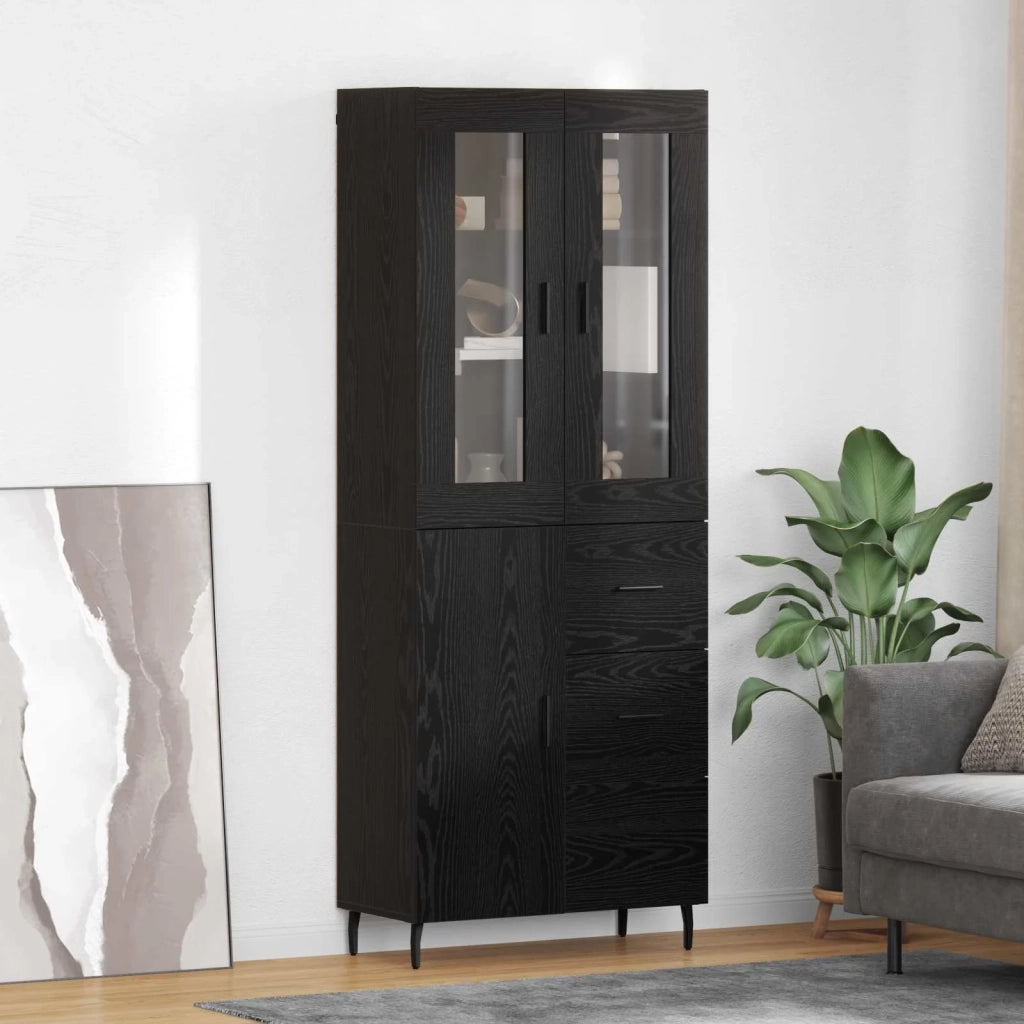 Credenza con cassetto 2 pcs Rovere Nero Legno multistrato 3416203