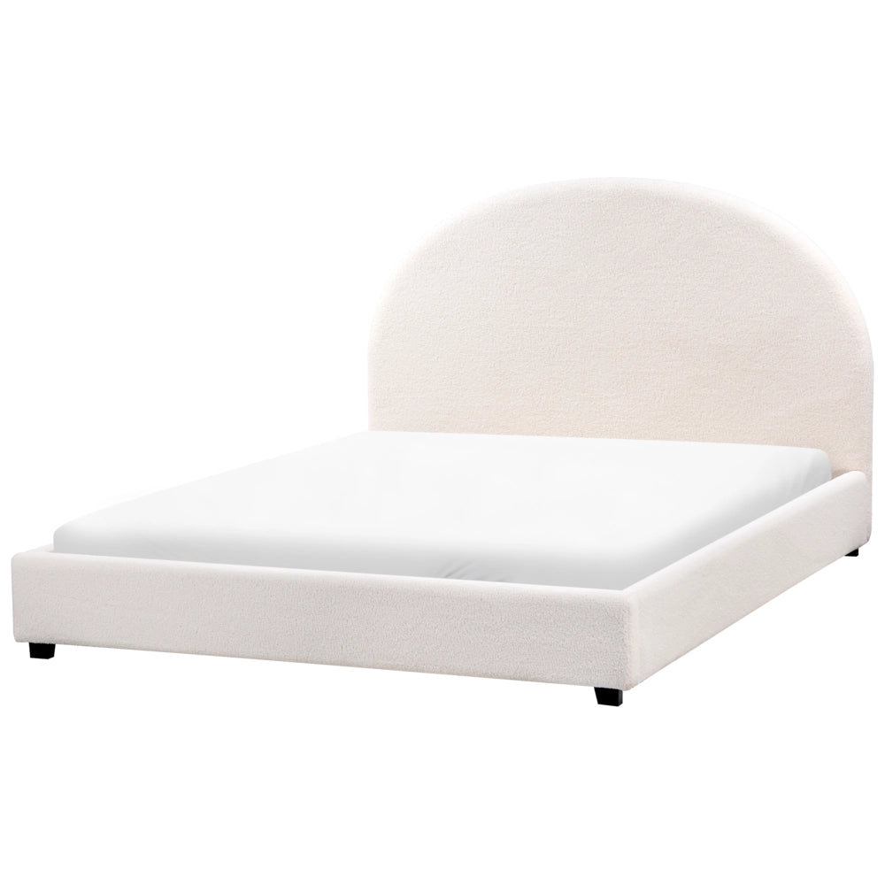 Letto matrimoniale bianco sporco in Boucle 140 x 200 cm Design minimalista retrò