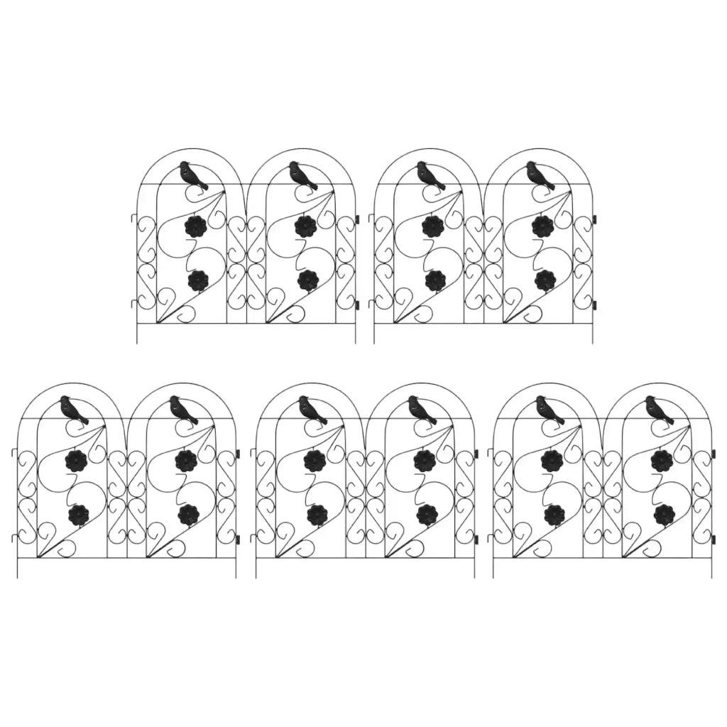 Recinzione per Giardino 5 pcs Nero Acciaio