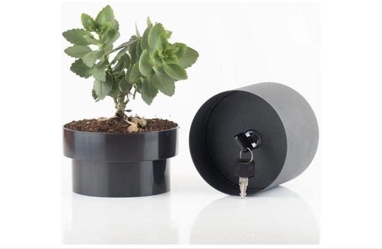 Cassa nascosta in forma di vaso di fiori, chiave a camouflage, 3 colori, cassa camuffata, nascondiglio di denaro, piccolo nascondiglio sicuro. (nero)