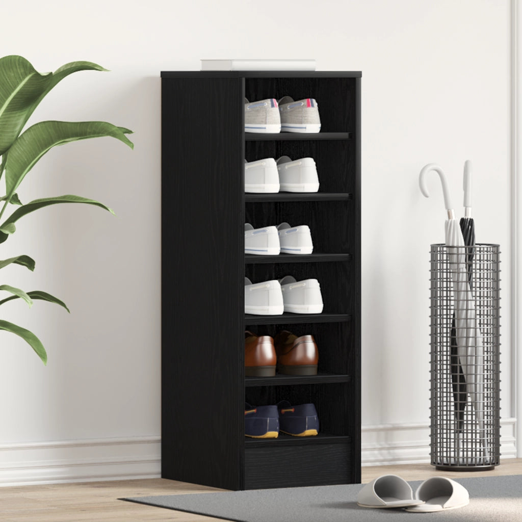 Mobile per Scarpe  Nero Rovere 31,5x35x90 cm in Legno Ingenerizzato