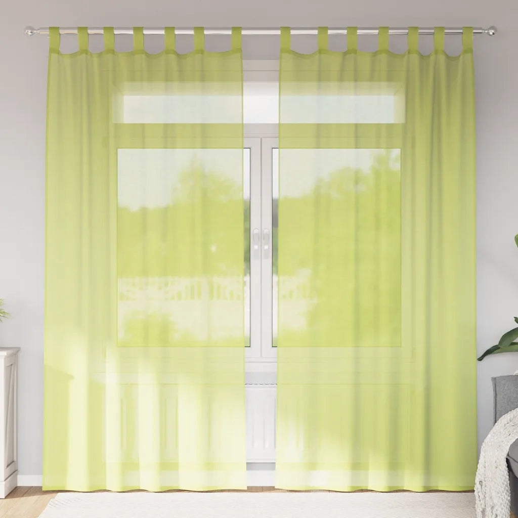 vidaXL Tende in Voile con Linguetta 2 pz Verde Mela