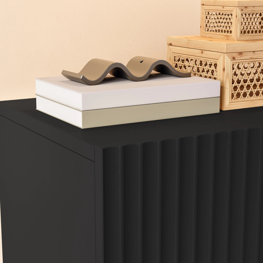 Set di 2 Comodini Sospesi da Parete Nand con Cassetto e Scomparto 42x30x30 cm Nero [en.casa]
