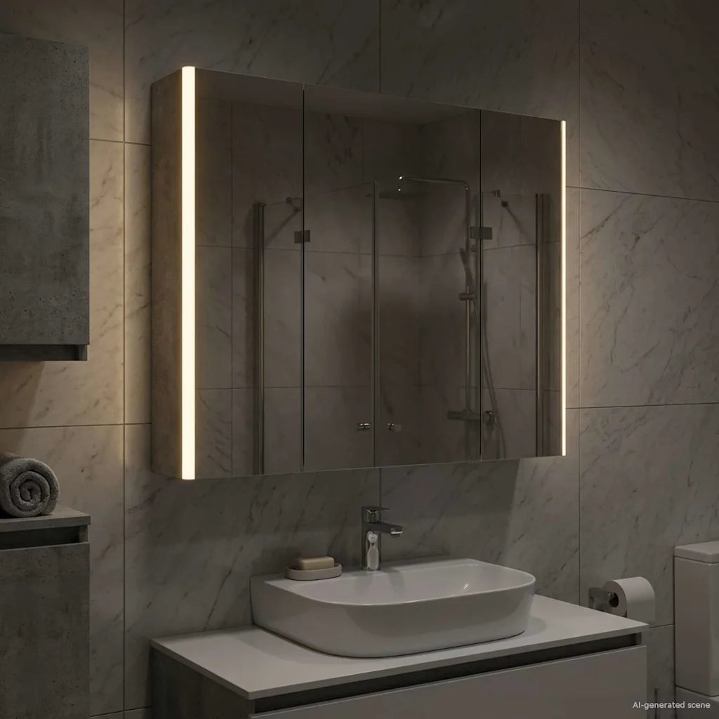 Mobiletto per specchio da bagno Grigio cemento