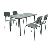 Set tavolo da giardino in alluminio con 4 sedie, verde kaki