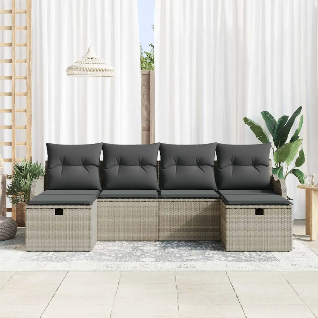 Set di divani con cuscino 6 pcs Grigio chiaro polyrattan 3359021