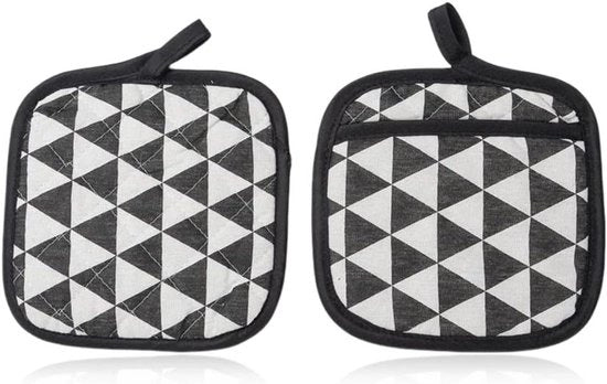 Pannini latticini in cotone resistente al calore per cucina e cottura - Set da 2 - Nero