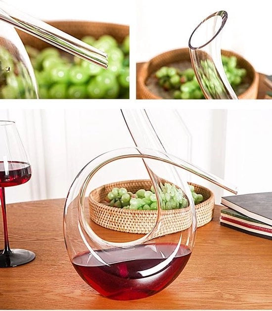 Caraffa da vino trasparente 1,5 L - design 100% - 6 caraffe da vino e bottiglie da vino soffiata a mano - senza piombo - decantatore da vino