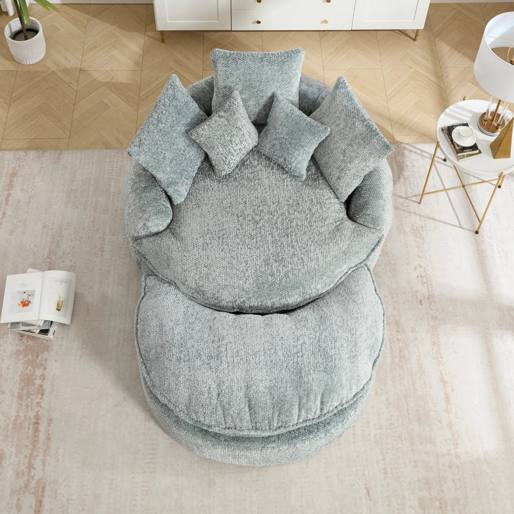 Poltrona lounge modulare con braccioli doppi e cuscini in poliestere blu grigio