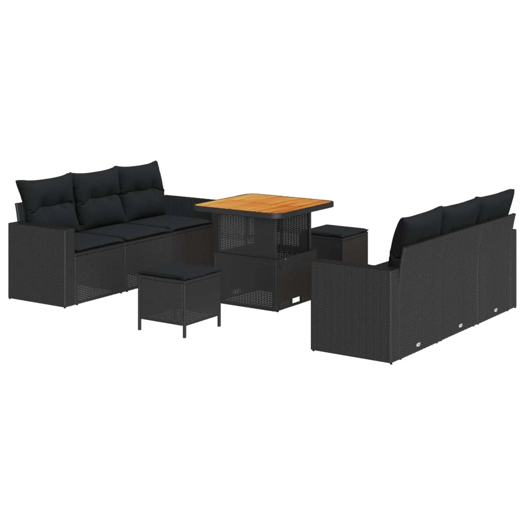 Set Divano da Giardino 9 pcs Nero polyrattan 3361564
