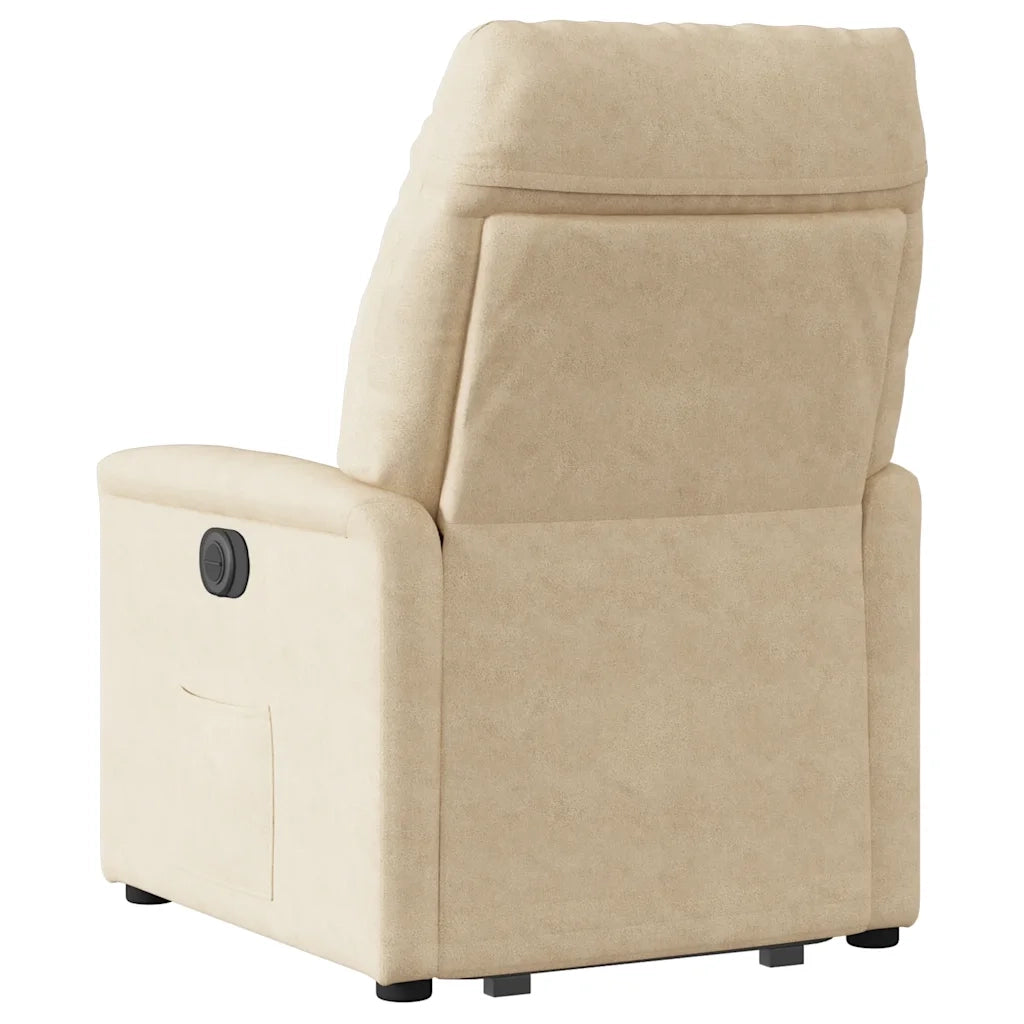 Poltrona Alzapersona Reclinabile Elettrica Crema in Microfibra 3303105