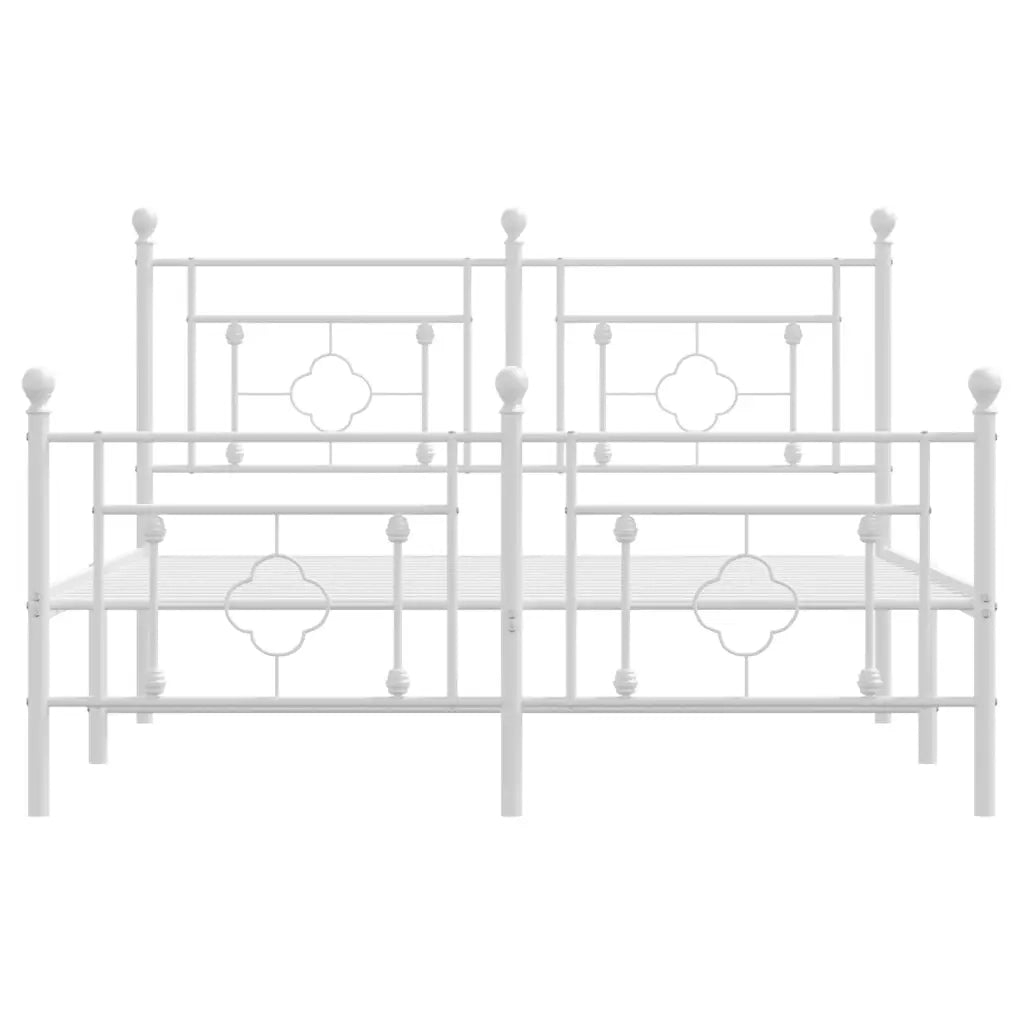 Giroletto con Testiera e Pediera Metallo Bianco 140x200 cm 374407