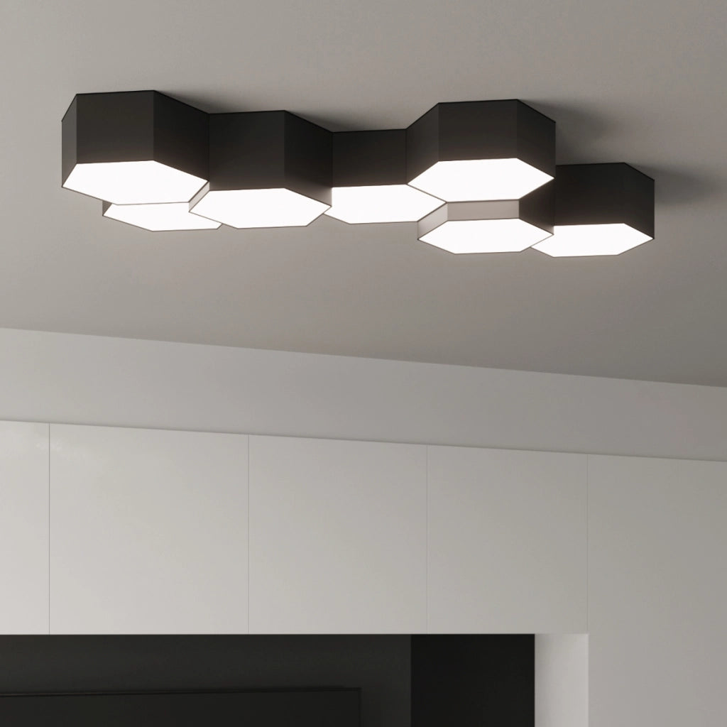 Lampada da soffitto moderna a cubo SUNDE arancione spagnolo in PVC nero 2x15W LED