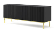 MOBILE RAVENNA B PORTA TV IN MDF RIVESTITO IN FOGLIO 3D 150 NERO OPACO STRUTTURA ORO