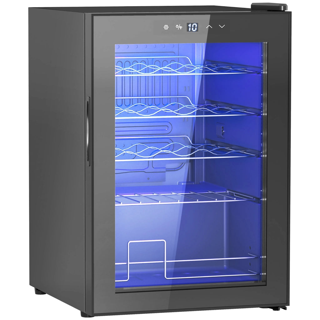 Cantinetta Vino Refrigerata per 20 Bottiglie, Capacit¨¤ 53L, Porta in Vetro Anti-UV e Ripiani Regolabili, Nero