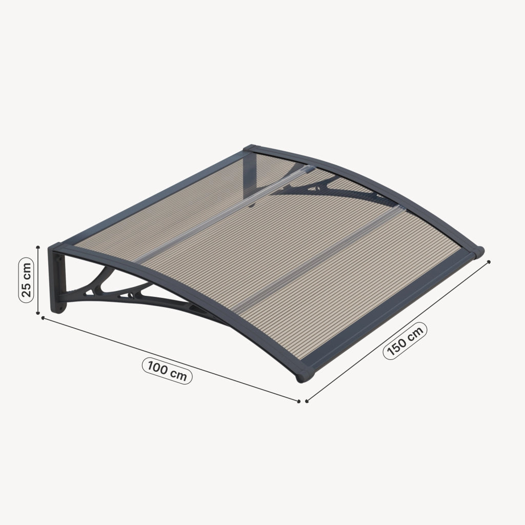 Pensilina per Ingresso Mellerud in Policarbonato 150 x 100 cm Marrone / Nero [en.casa]