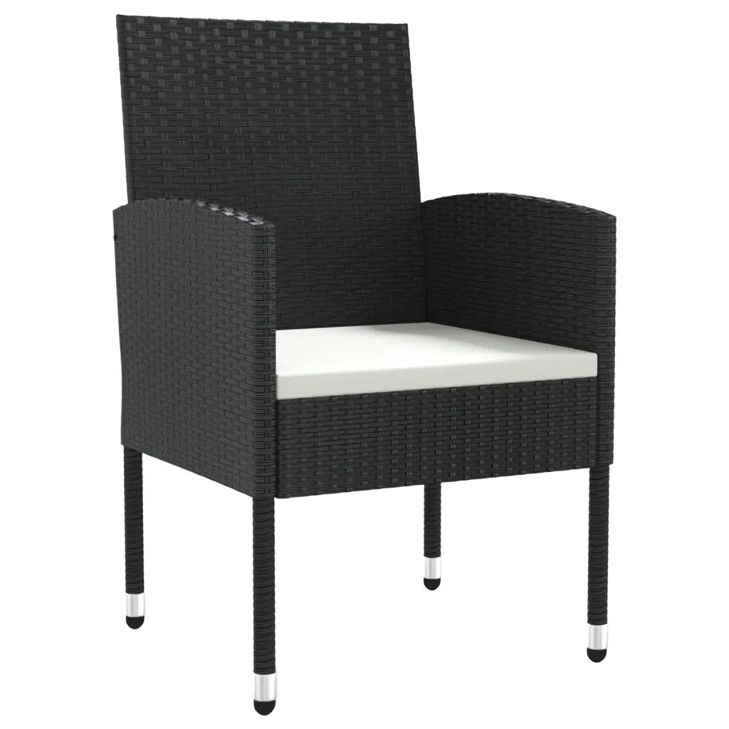 Set da Pranzo da Giardino 5 pz Nero in Polyrattan e Acciaio 3203314