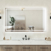 Specchio bagno Rettangolare 120x70cm Retroilluminato Con Led, Antiappannamento + 3 Luci