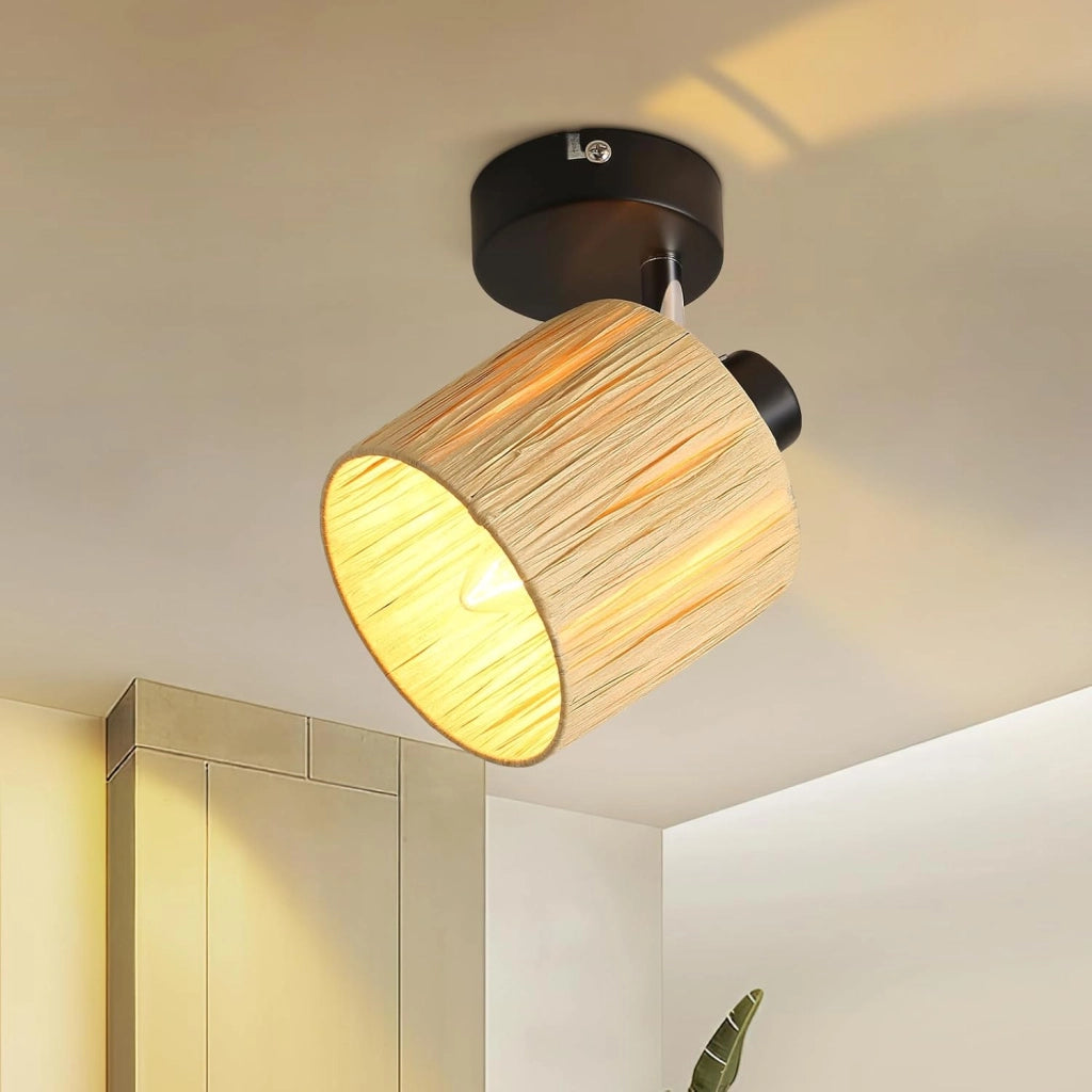 ZMH Faretto da soffitto 1 fiamma nero E14 carta naturale per camera letto