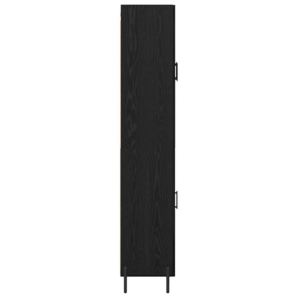 Credenza 2 pcs Rovere Nero Legno multistrato