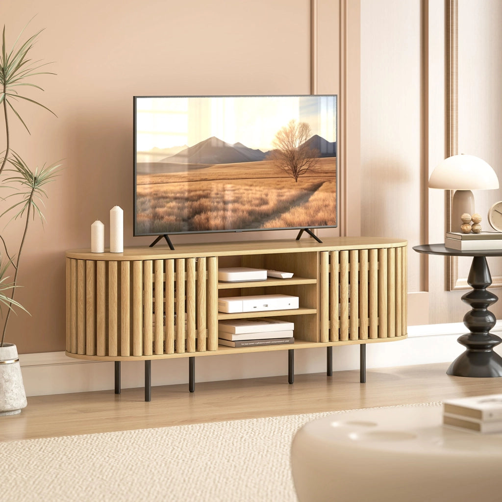 Mobile TV per televisore 60 pollici ¨C Zephmum ¨C Legno naturale 140x40x52 cm