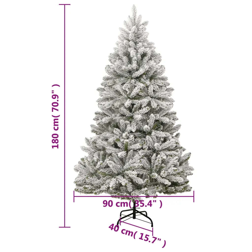 Albero Natale | Decorazioni natalizie Artificiale Incernierato con Neve Fioccata 180 cm
